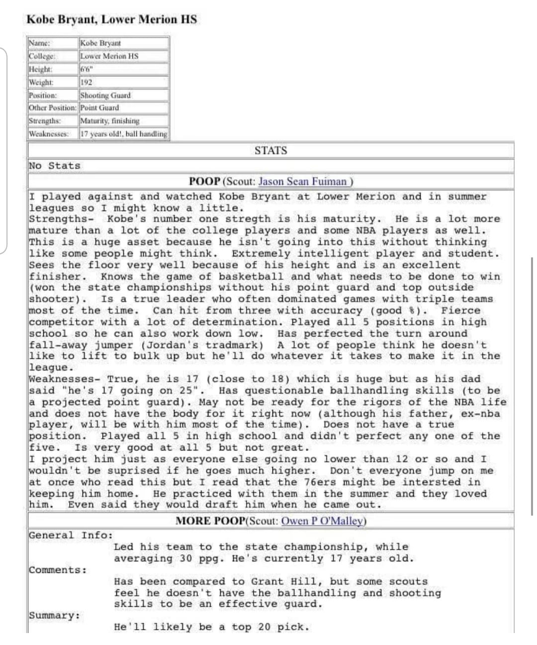 Kobe Bryant scouting report