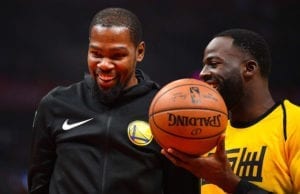Kevin Durant and Draymond Green in happier days before their heated altercation.