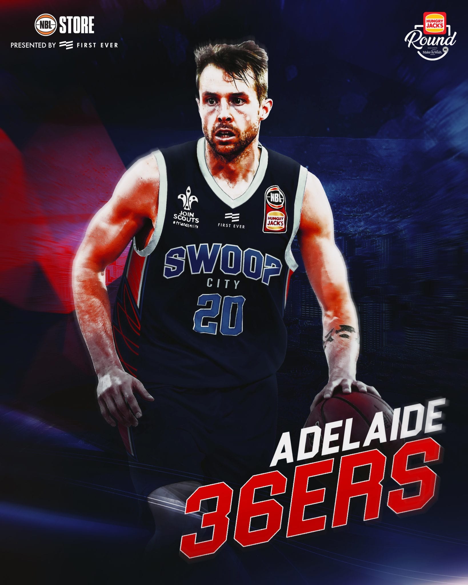 NBL Adelaide 36ers wear City Round jersey