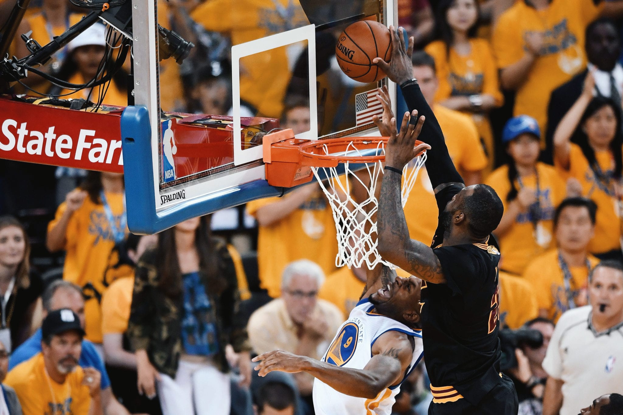 BLOCKED BY JAMES: LeBron James pulls off one of the shocking, athletic and iconic blocks of all-time to help close Game 7 of the 2016 NBA Finals (June 19, 2016).