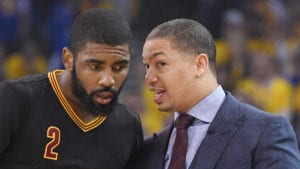 Kyrie Irving and Tyronn Lue