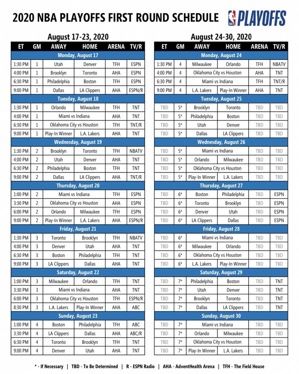 Schedule nba NBA playoff