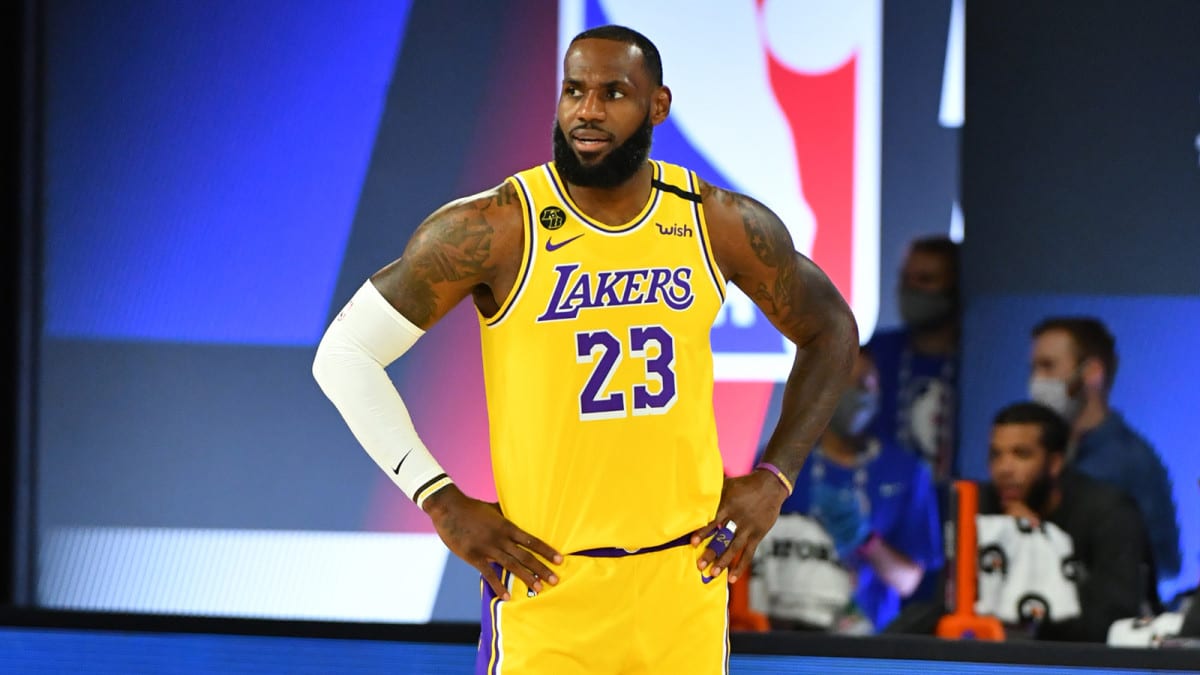 LeBron James of the Lakers during Game 1 of the NBA Finals