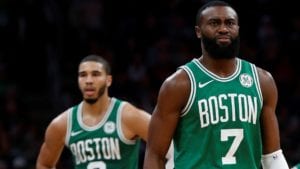 Jaylen Brown, Jayson Tatum, Marcus Smart, Daniel Theis