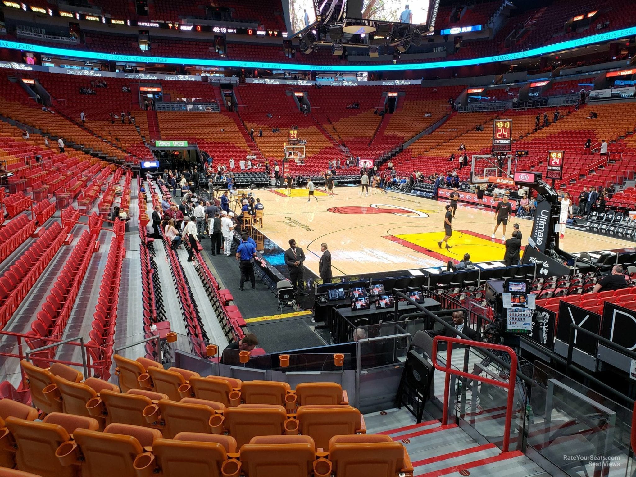 The lower bowl of the American Airlines Arena, home of the Miami Heat
