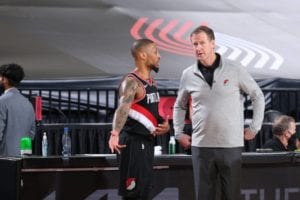 Damian Lillard with former coach Stotts