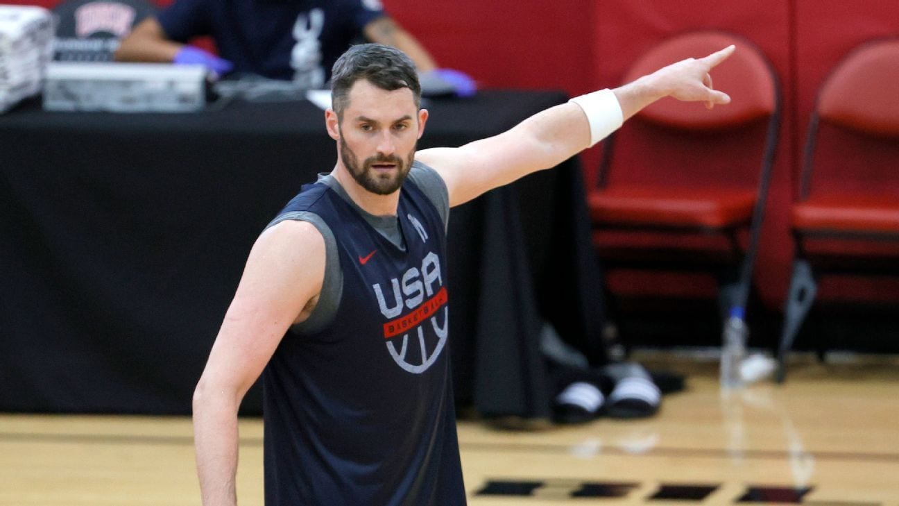 Kevin Love of the Cavs with Team USA