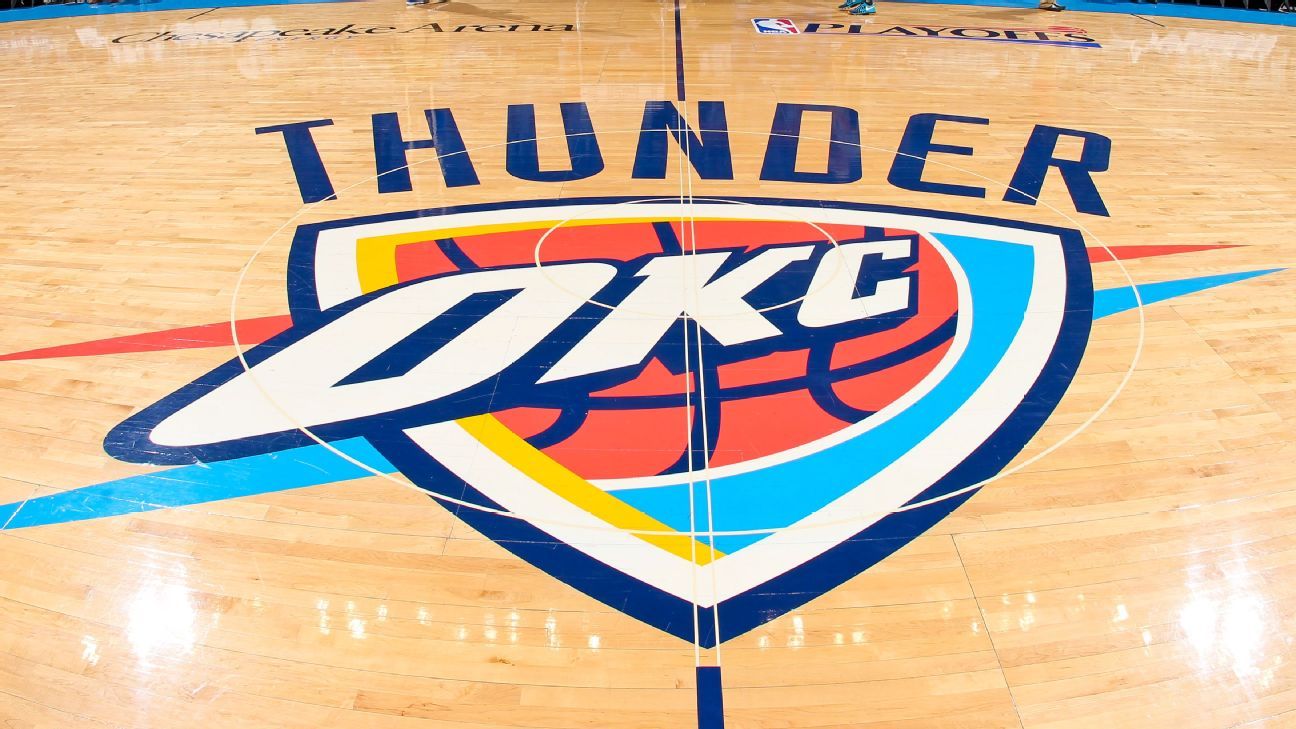 The Oklahoma City Thunder court logo