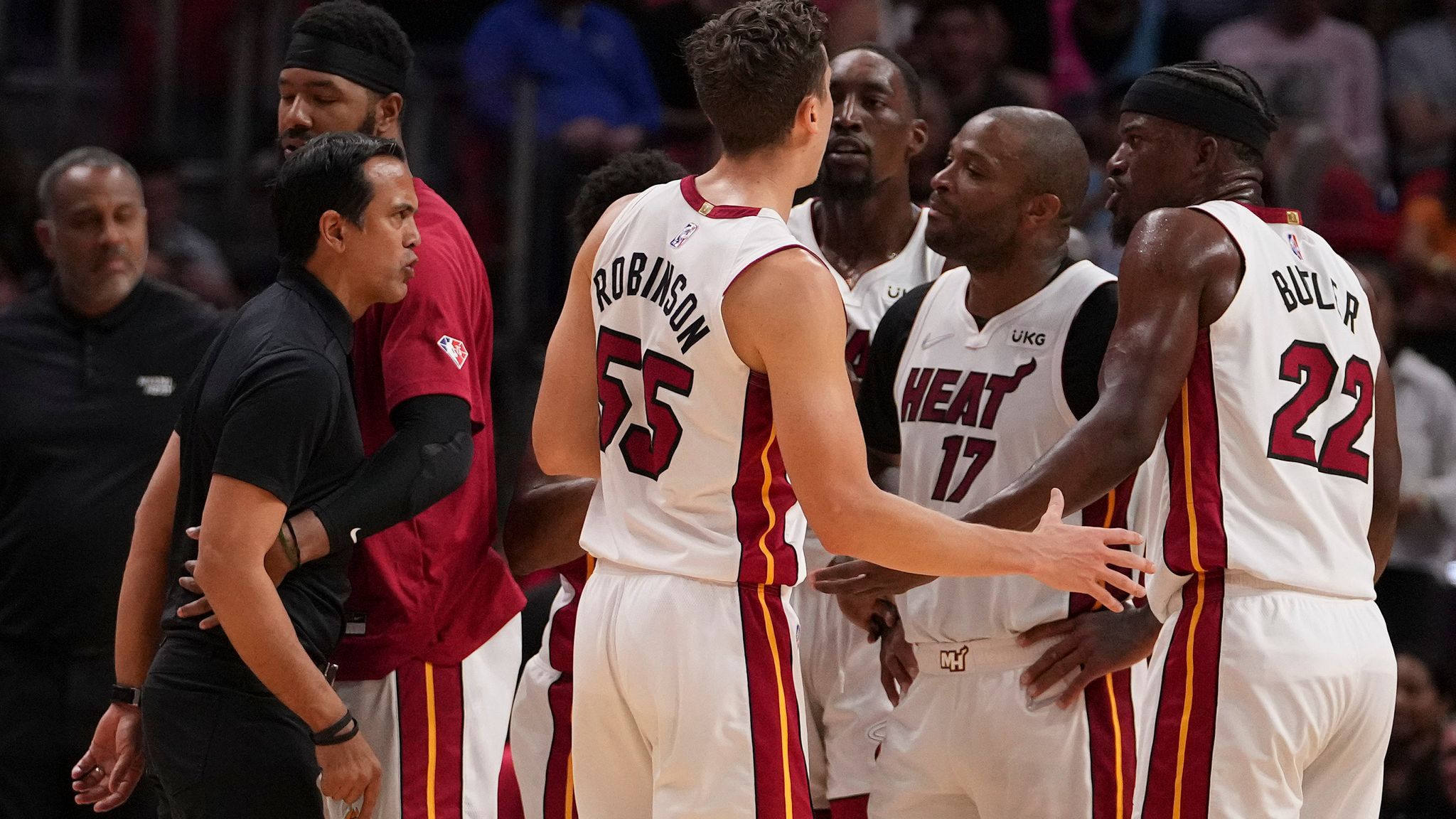 Miami’s Jimmy Butler and Erik Spoelstra Get Heated on the Sidelines
