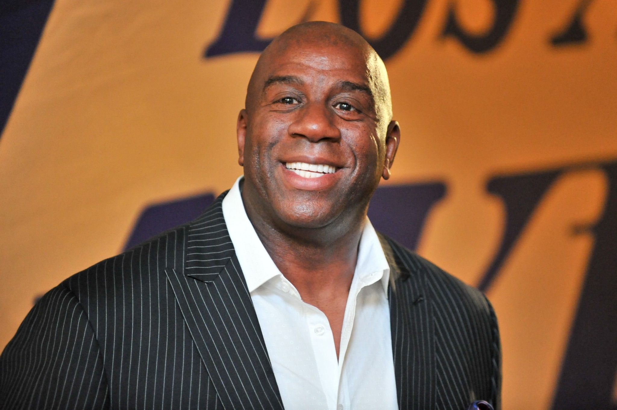 Magic Johnson at an appearance for the Lakers