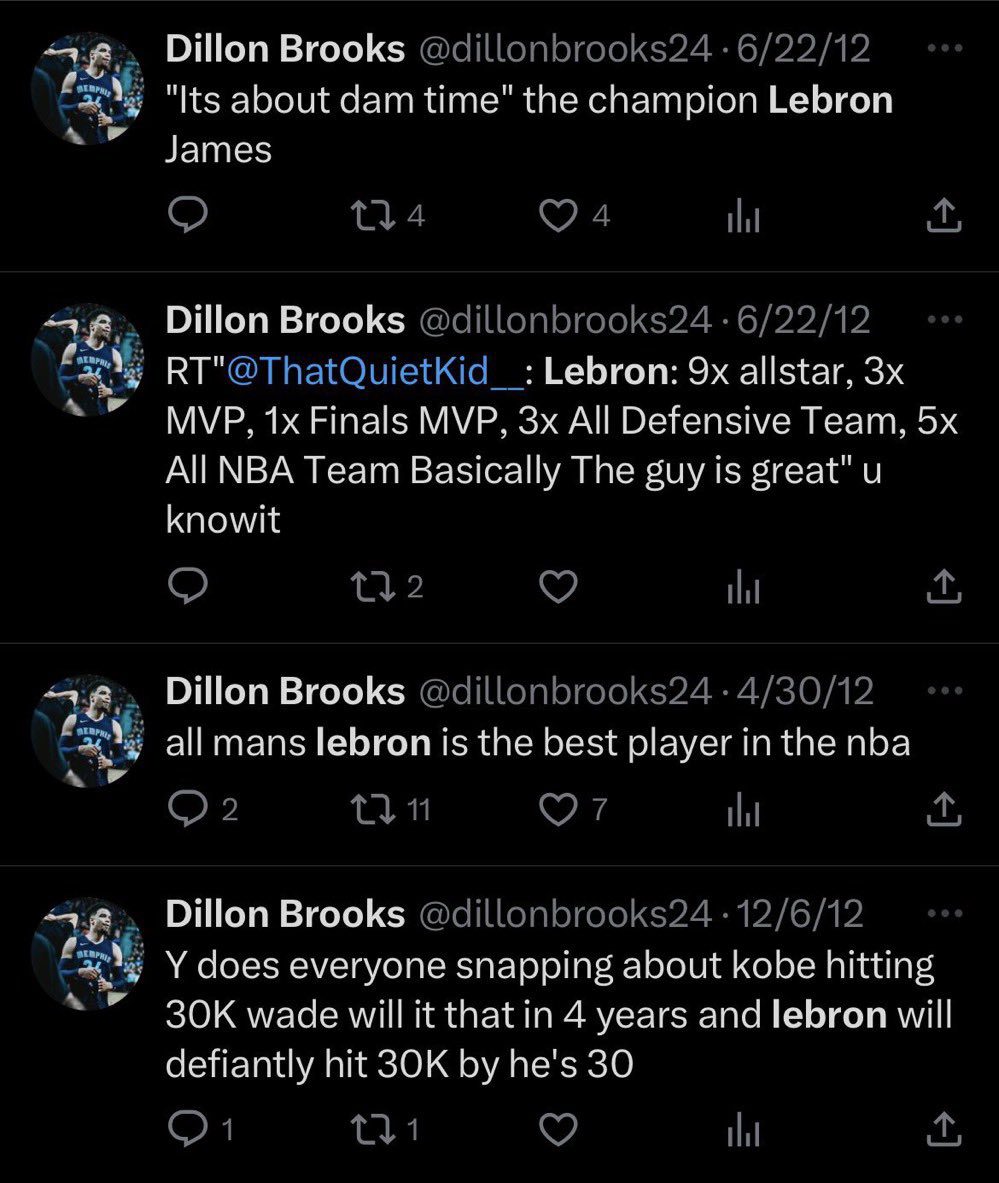 Dillon Brooks’ Old Tweets Reveal He’s a LeBron Superfan